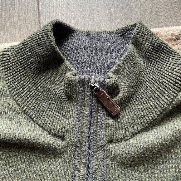 Tasso Elba Elbow Patch Sweater Men XL Green Full Zip Collared Lightweight Jacket - Picture 3 of 12